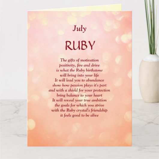 Geburtstag Juli Ruby Gruß Karte (Vorderseite)
