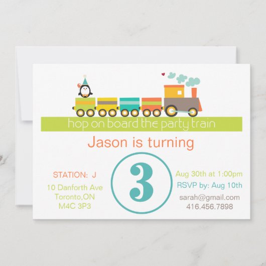 Geburtstag (Junge) Einladung zum Zügen (Vorderseite)