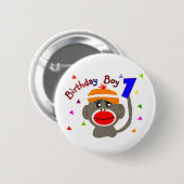 Geburtstag JUNGE Sockenaffe einjährig Button (Vorne & Hinten)