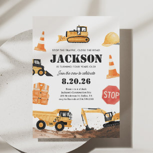 Geburtstag Jungen Baustellen LKW Einladung