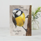 Geburtstag Karte mit Aquarell Blaumeise (Stehend Vorderseite)