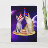 GEBURTSTAG KATZE MIT PIZZA-KATZKARTE KARTE (Vorderseite)