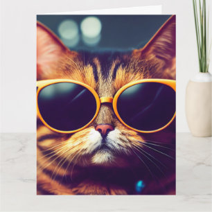 GEBURTSTAG KATZE mit SUNGLASSES GREETING CARD Karte