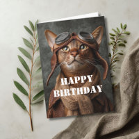 Geburtstag Katze Pilot Flieger Cool Lustig Luftfah