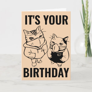 GEBURTSTAG KATZE TRAING MASKS FUNNY CARDS KARTE