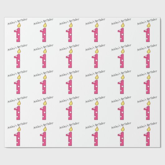 Geburtstag Kerzen-Ein jährig Geschenkpapier (Flach)