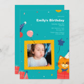 Geburtstag Kitty Frame Foto Einladung (Vorne/Hinten)