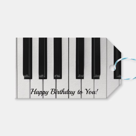 Geburtstag Klaviertasten Geschenkanhänger (Vorderseite (Horizontal))