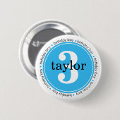 Geburtstag knöpft personalisiert mit Jungen-Namen Button (Vorne & Hinten)