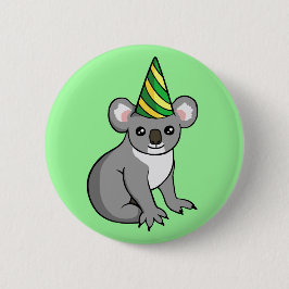 Geburtstag-Koala im Party-Hut, der Abzeichen Button