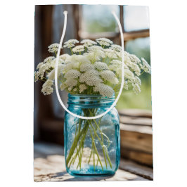 Geburtstag Königin Anne's Lace in Aqua Mason Jar Mittlere Geschenktüte