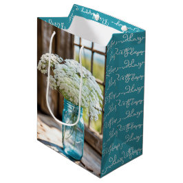 Geburtstag Königin Anne's Lace in Aqua Mason Jar Mittlere Geschenktüte