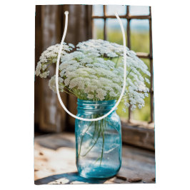 Geburtstag Königin Anne's Lace in Aqua Mason Jar Mittlere Geschenktüte