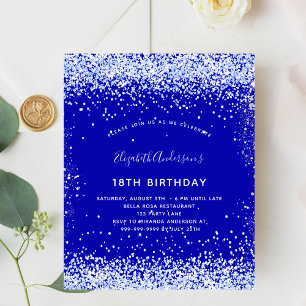 Geburtstag königlich blau weiße Budget-Einladung Flyer