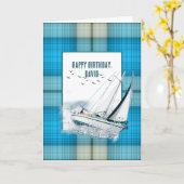 Geburtstag Krängungsboot auf Kariert Karte (Gelbe Blume)