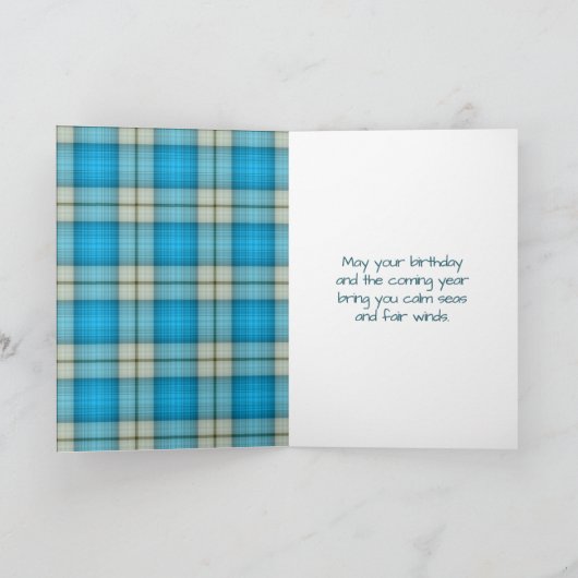 Geburtstag Krängungsboot auf Kariert Karte (Innenseite)