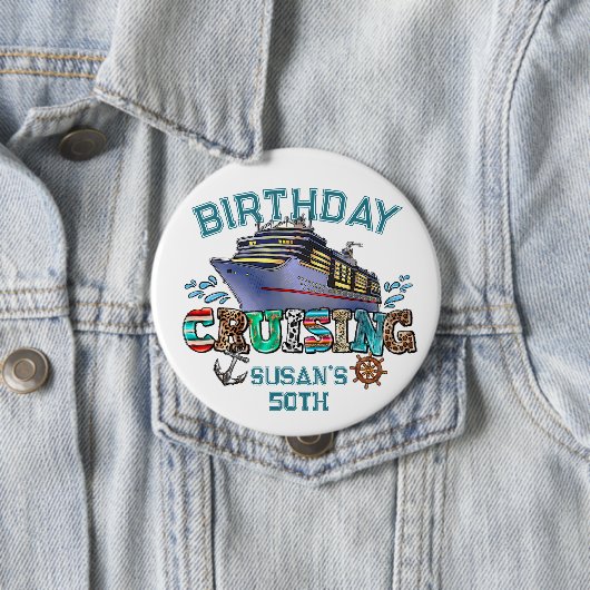Geburtstag Kreuzfahrt Personalisiert Button (Beispiel)