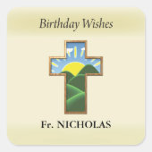 Geburtstag Kreuzpriester Personalisiert Quadratischer Aufkleber (Vorderseite)