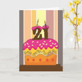 Geburtstag - Kuchen mit Kerze 21 - 21. Geburtstag Karte (Gelbe Blume)