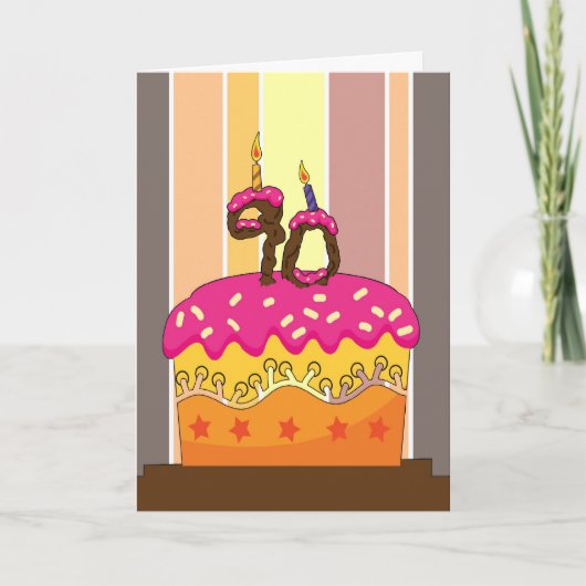 Geburtstag - Kuchen mit Kerzen 90 - 90. Karte (Vorderseite)