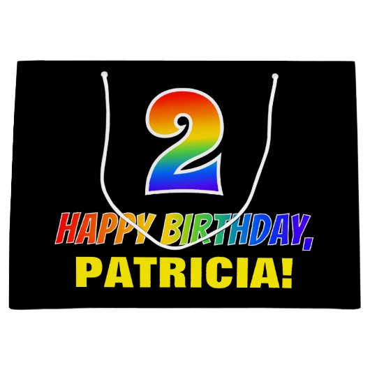 Geburtstag: kühl, Spaß, einfach, Regenbogen 2 Große Geschenktüte (Vorderseite)