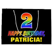 Geburtstag: kühl, Spaß, einfach, Regenbogen 2 Große Geschenktüte (Rückseite)