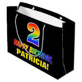 Geburtstag: kühl, Spaß, einfach, Regenbogen 2 Große Geschenktüte (Rückseite Schrägansicht)