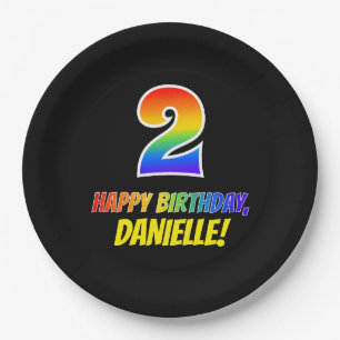 Geburtstag: kühl, Spaß, einfach, Regenbogen 2 Pappteller