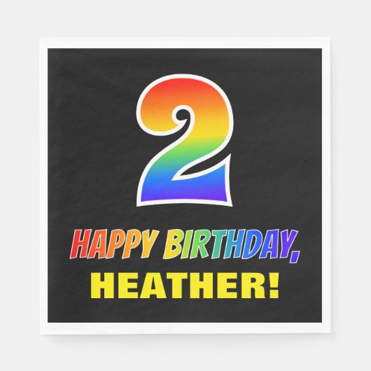 Geburtstag: kühl, Spaß, einfach, Regenbogen 2 Serviette (Vorderseite)