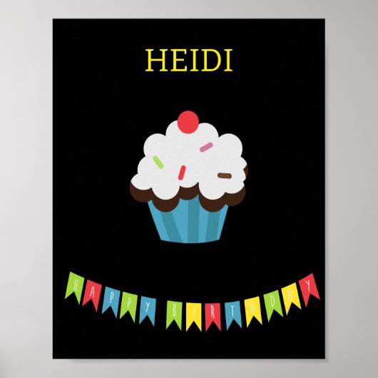 GEBURTSTAG KUPCAKE MIT PERSONALISIERTEM NAMEN POSTER (Vorne)