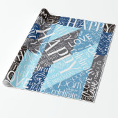 Geburtstag Kurzer Name Farbblock Blau-ID274 hinzuf Geschenkpapier (Ungerollt)