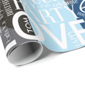 Geburtstag Kurzer Name Farbblock Blau-ID274 hinzuf Geschenkpapier (Rolleneckpunkt)