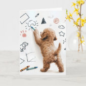 Geburtstag Labradoodle Doodle mit Crayons Karte (Gelbe Blume)