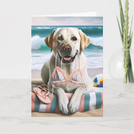 Geburtstag Labrador Retriever mit Bikini Top Karte (Vorderseite)