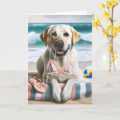 Geburtstag Labrador Retriever mit Bikini Top Karte (Gelbe Blume)