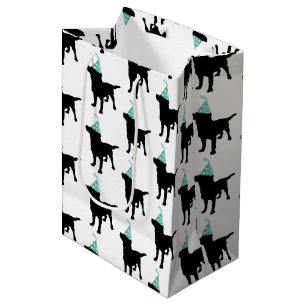 Geburtstag Labrador Schwarzer Hund in Party Hat Mittlere Geschenktüte