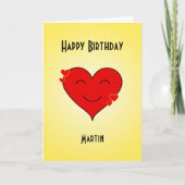 Geburtstag lächelnder, Herz-Brauch-Text Karte (Vorderseite)