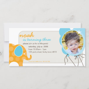 GEBURTSTAG LADEN FOTOKARTE: EIN: Elefant + Ballone