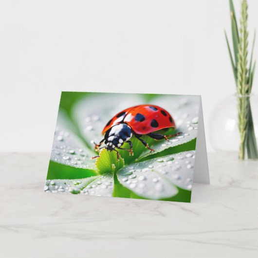 Geburtstag Ladybug auf 4 Leaf Klee Karte (Vorderseite)