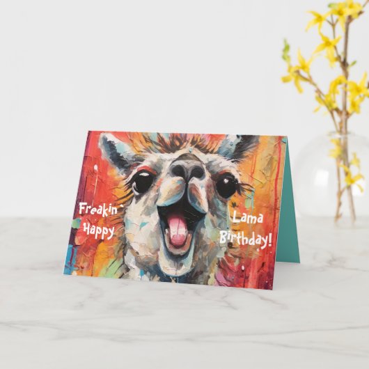Geburtstag Lama Personalisierbar Funky Niedlich Karte (Gelbe Blume)