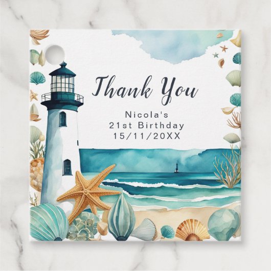 Geburtstag Leuchtturm Nautical Geschenkanhänger (Vorderseite)