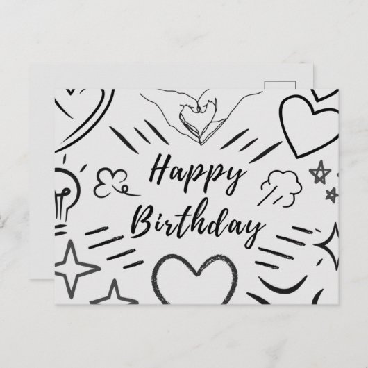 Geburtstag Liebe Sketch Postkarte (Vorne/Hinten)