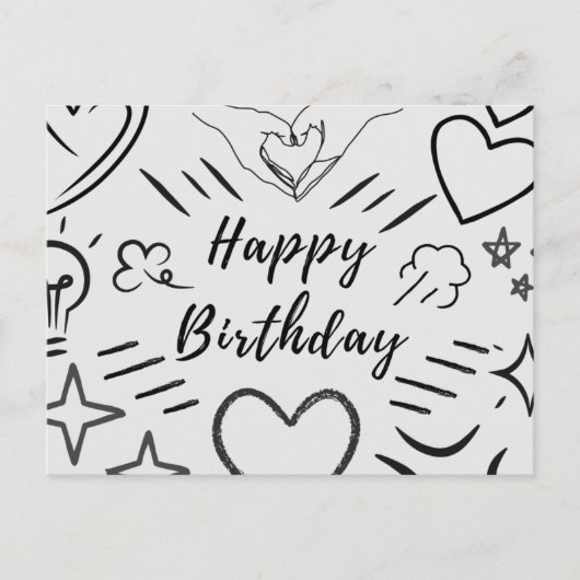 Geburtstag Liebe Sketch Postkarte (Vorderseite)