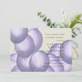 Geburtstag Lila Balloons Einladung (Stehend Vorderseite)