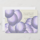 Geburtstag Lila Balloons Einladung (Vorderseite)