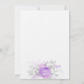 Geburtstag lila Blumen eleganter silberner Luxus Einladung (Rückseite)