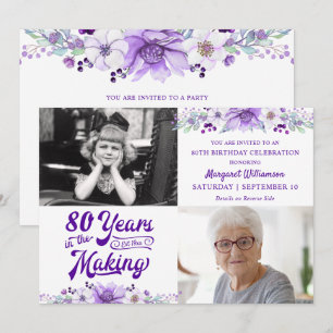 Geburtstag Lila Blumen JAHRELANG IN ARBEIT Einladung