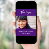 Geburtstag lila Foto Dankeschön Karte