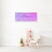 Geburtstag Lila Glitzer Girly Modern Banner (Insitu)