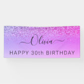 Geburtstag Lila Glitzer Girly Modern Banner (Horizontal)